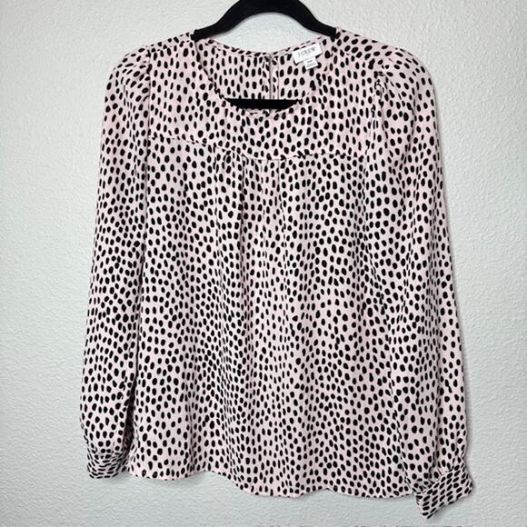 J. Crew Pink Dot Feminine Blouson Long Sleeve Blouse X-Small - Picture 6 of 12